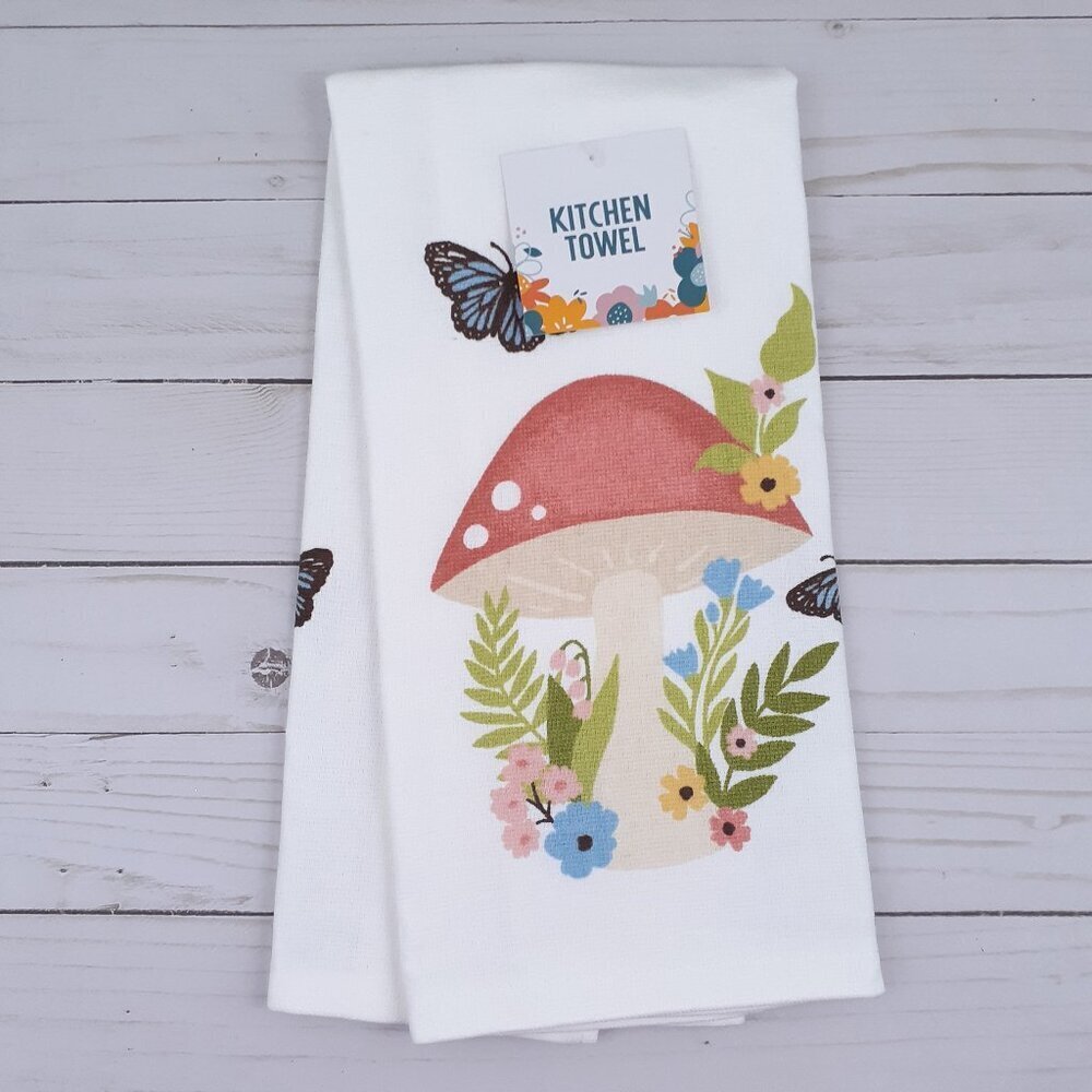 Kitchen Towel Botanical Garden Mushroom Flowers Floral Dual Purpose